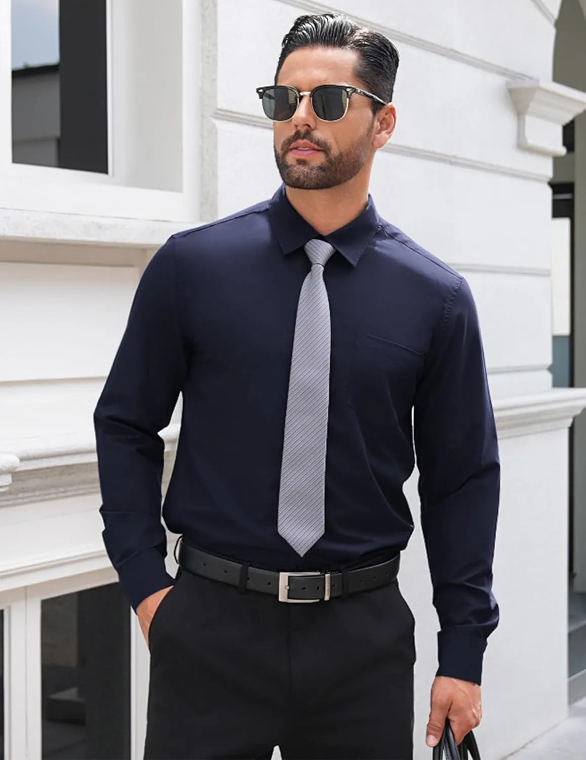 COOFANDY Mens Dress Shirts Long Sleeve Button Down Shirts Untucked Wrinkle-Free Business Casual Shirts