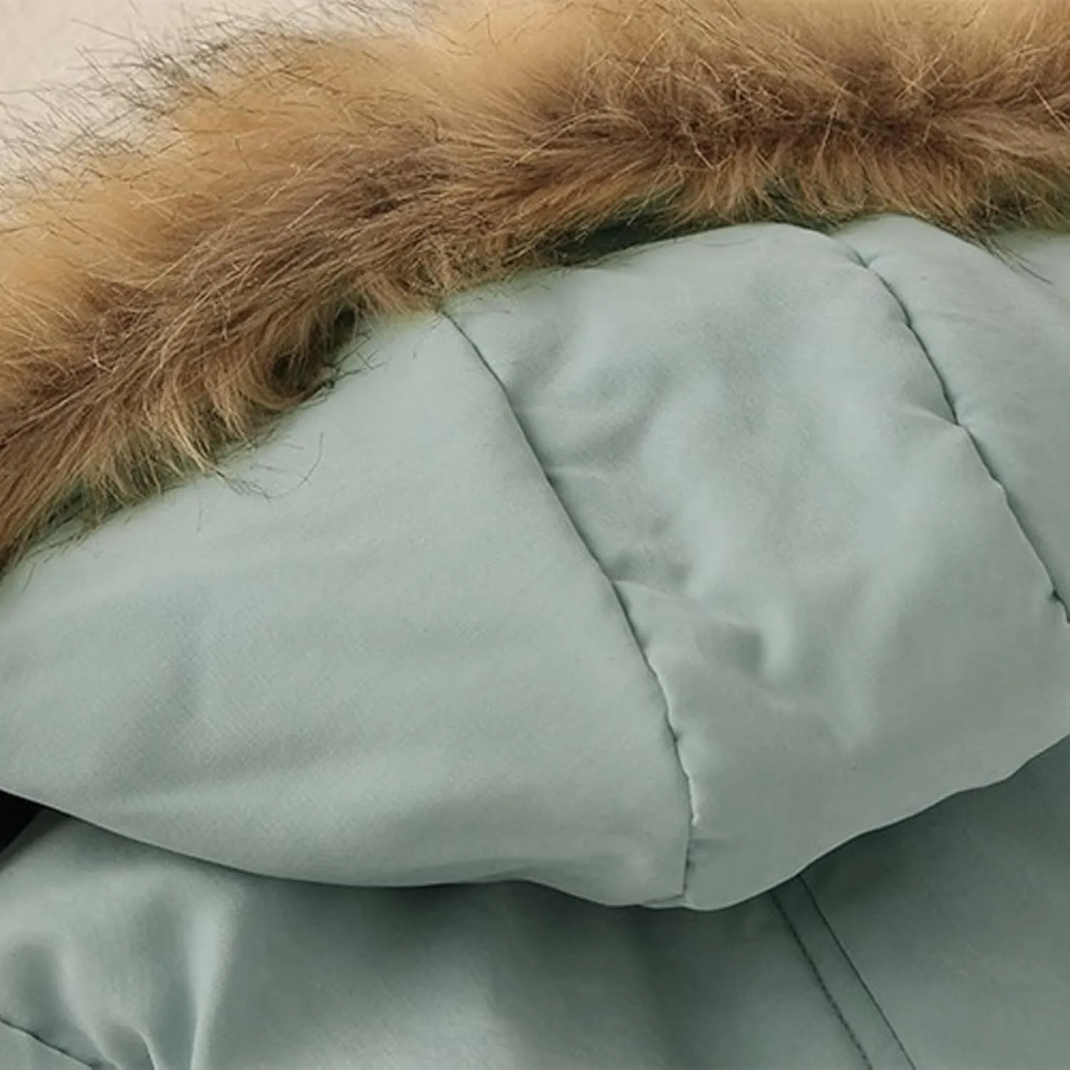 cooki Winter Coats for Women Fleece Lined Puffer Coat Women Long Down Coat Warm Parka Coat Faux Fur Hooded Coat With Pockets