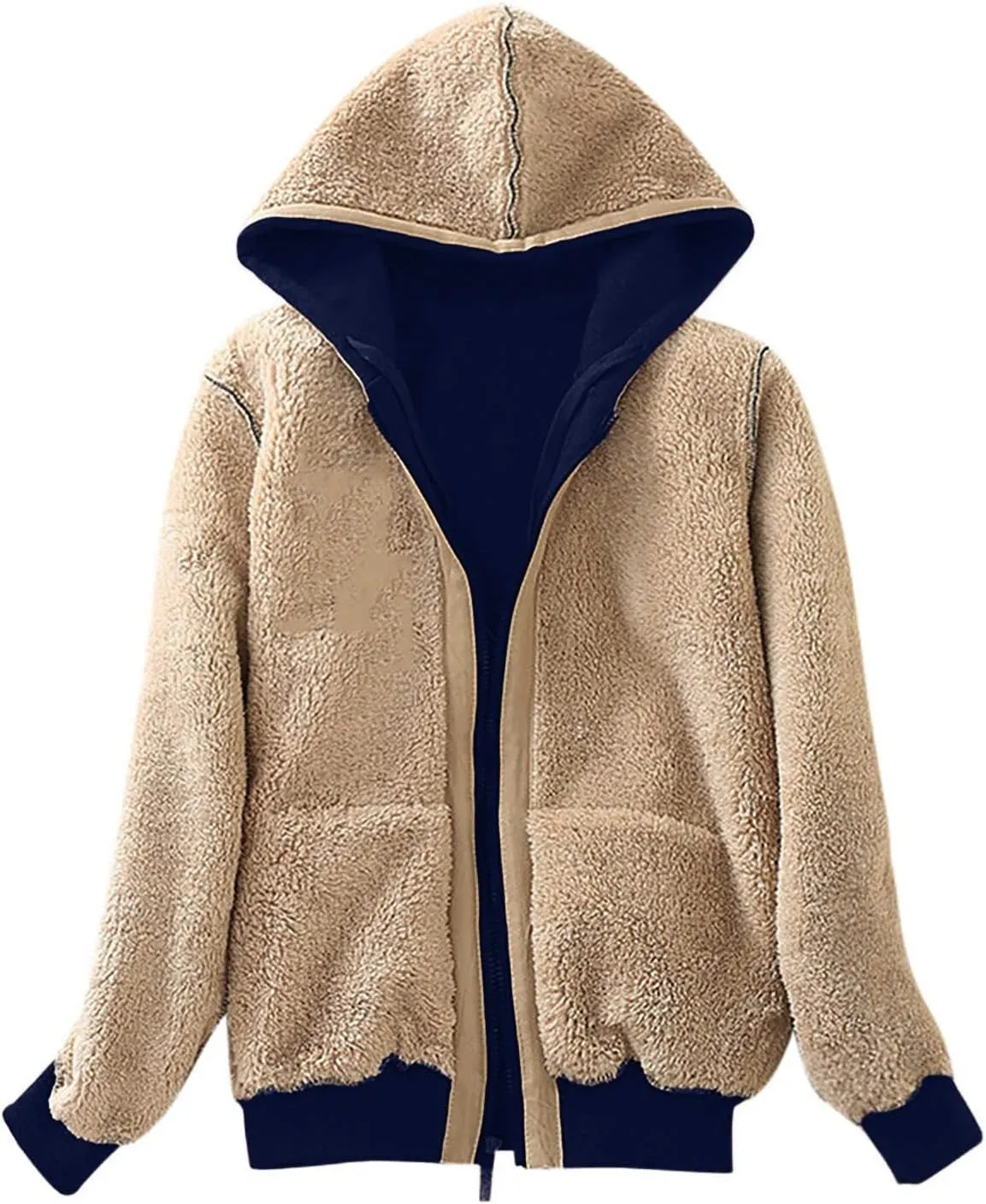 COTECRAM Winter Coats for Women Fashion Plus Size Sharpa Jacket Fleece Warm Hoodie Outwear Plush Sweatshirt Thick Fuzzy Tops