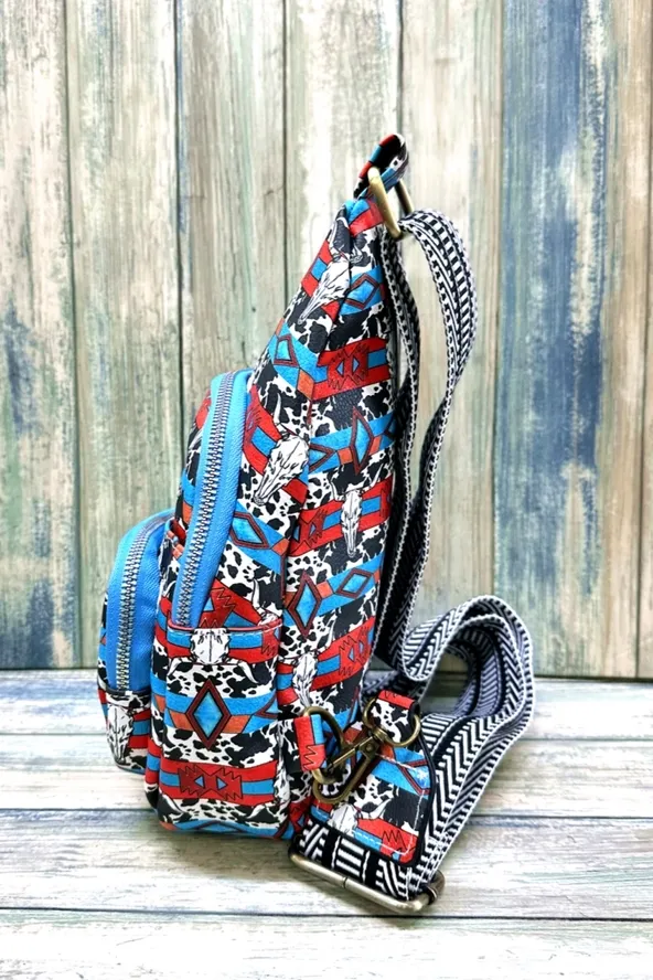 Cow Print Crossbody Sling Bag with Adjustable Strap