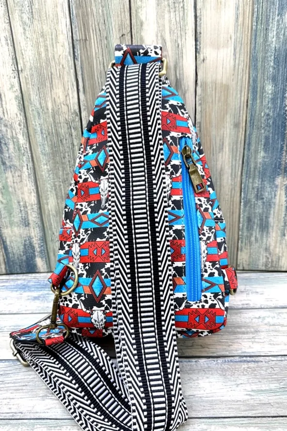 Cow Print Crossbody Sling Bag with Adjustable Strap