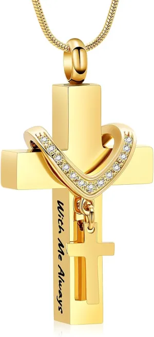 Cremation Jewelry Cross Urn Necklace for Ashes Stainless Steel Cross Urn Pendant Ashes Holder Memorial Jewelry