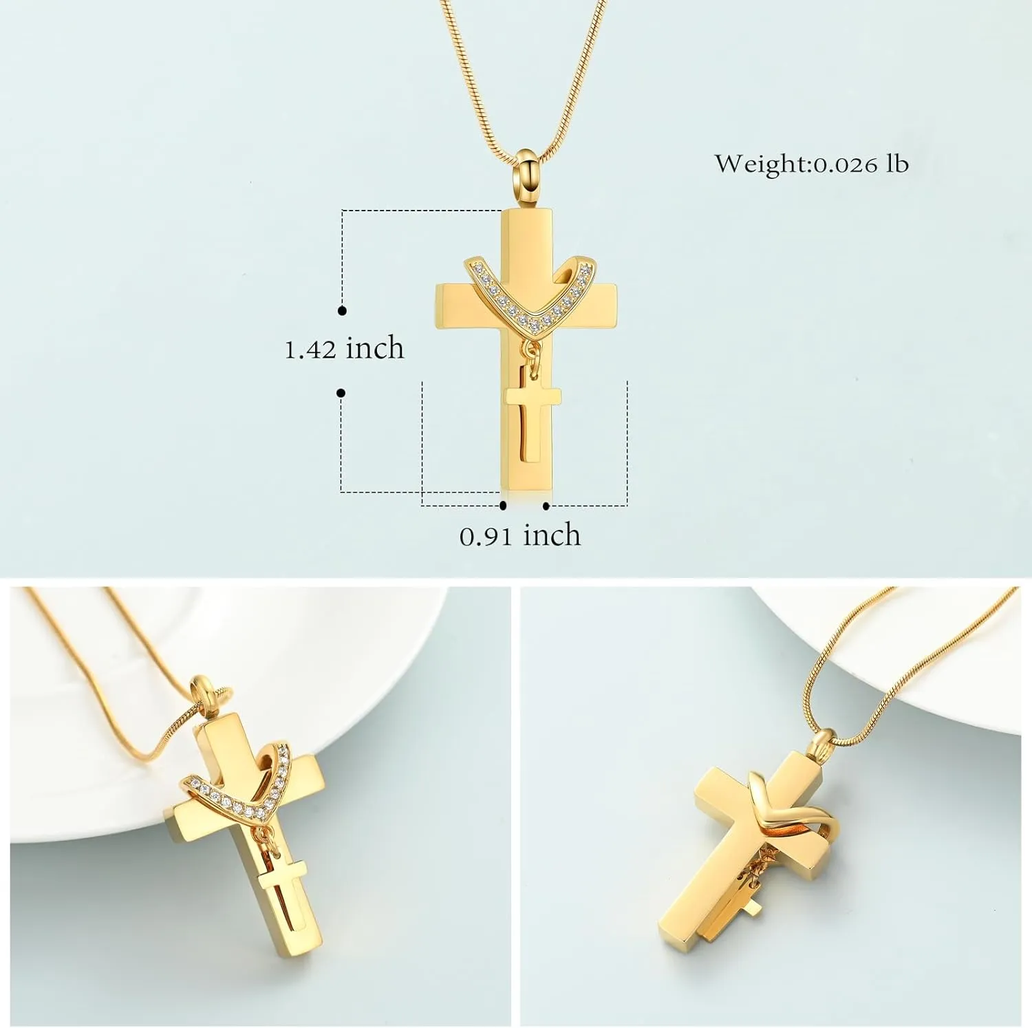 Cremation Jewelry Cross Urn Necklace for Ashes Stainless Steel Cross Urn Pendant Ashes Holder Memorial Jewelry