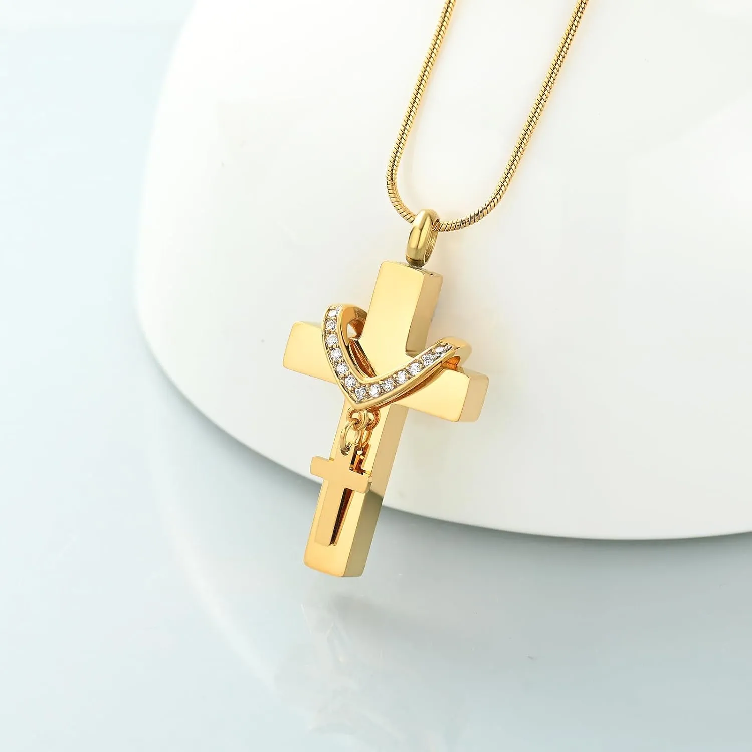 Cremation Jewelry Cross Urn Necklace for Ashes Stainless Steel Cross Urn Pendant Ashes Holder Memorial Jewelry