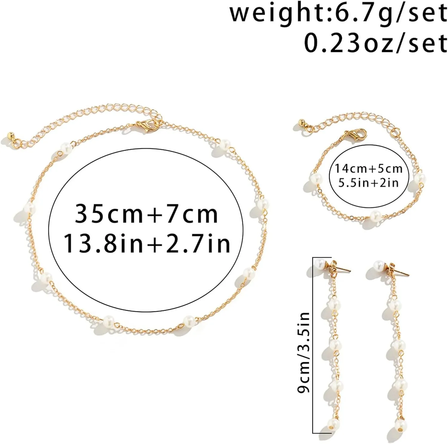 Dcfywl731 Pearl Jewelry Set for Women Pearls Necklace and Earring Set Chunky Pearl Necklaces for Women Prom Jewelry Big Pearls Charm Choker Wedding Jewelry Sets for Brides