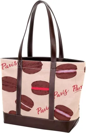 Delicious Desserts Tote Bags Durable Leather Canvas Purses and Handbags for Women Top Handle Shoulder Satchel Hobo Bags