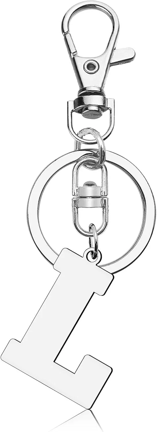 DlaeKua Keychain with A-Z Single Letter Alphabet Initial Key Chain for Women Girls Stainless Steel Key Ring for Purse Handbag