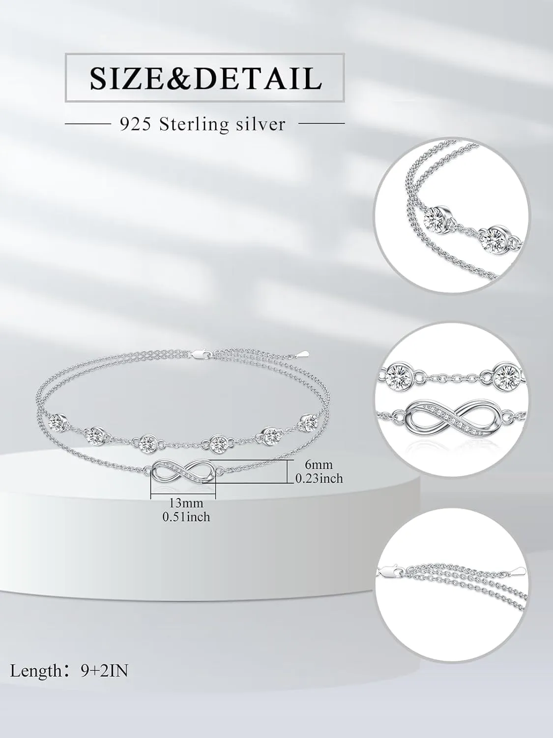 Dorunmo Anklet Bracelets For Women 925 Sterling Silver Birthstone/Infinity/Butterfly/Evil Eye/Turtle/Pineapple/Starfish/Heart Anklets Bracelets Jewelry Gifts for Women