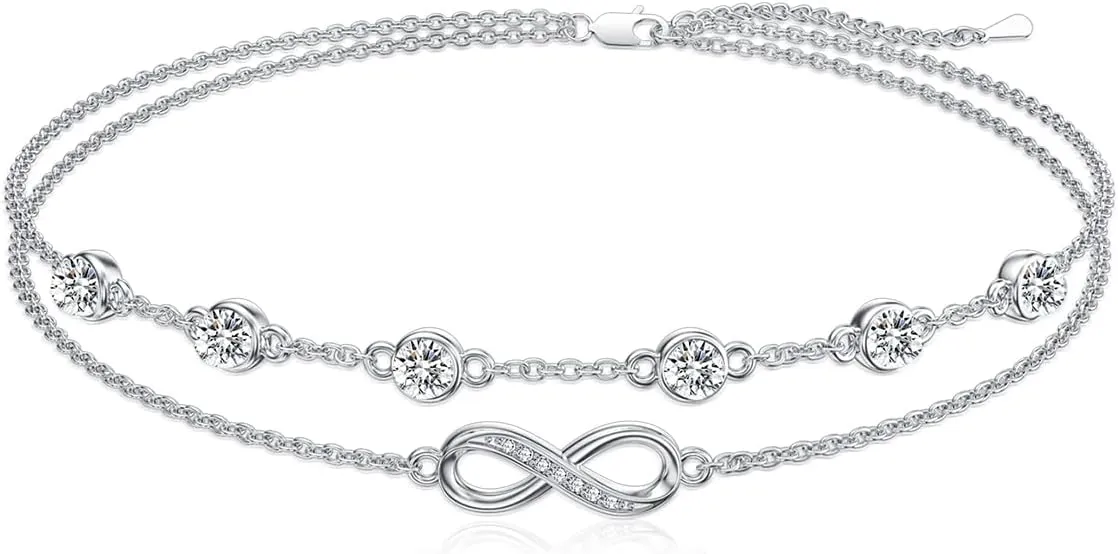 Dorunmo Anklet Bracelets For Women 925 Sterling Silver Birthstone/Infinity/Butterfly/Evil Eye/Turtle/Pineapple/Starfish/Heart Anklets Bracelets Jewelry Gifts for Women