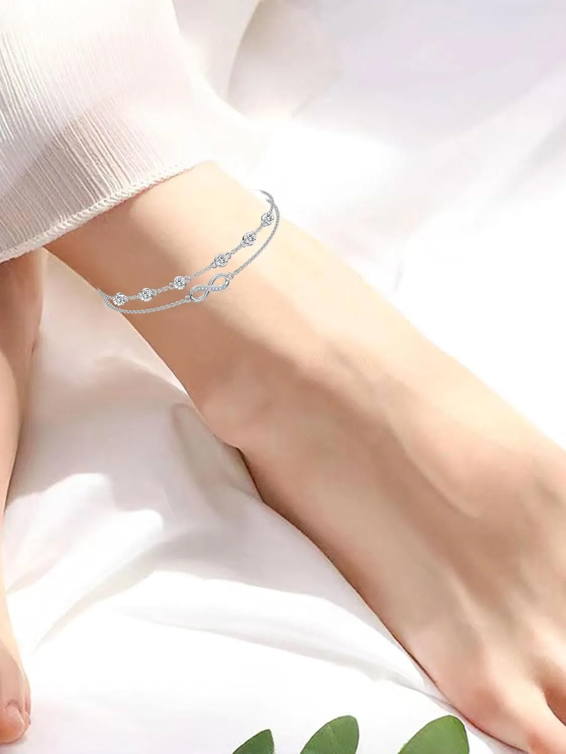 Dorunmo Anklet Bracelets For Women 925 Sterling Silver Birthstone/Infinity/Butterfly/Evil Eye/Turtle/Pineapple/Starfish/Heart Anklets Bracelets Jewelry Gifts for Women