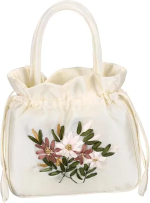 Drawstring Evening Bag Floral Handbag for Women Ladies Clutch Purse with Comfortable Handle Versatile for All Occasions