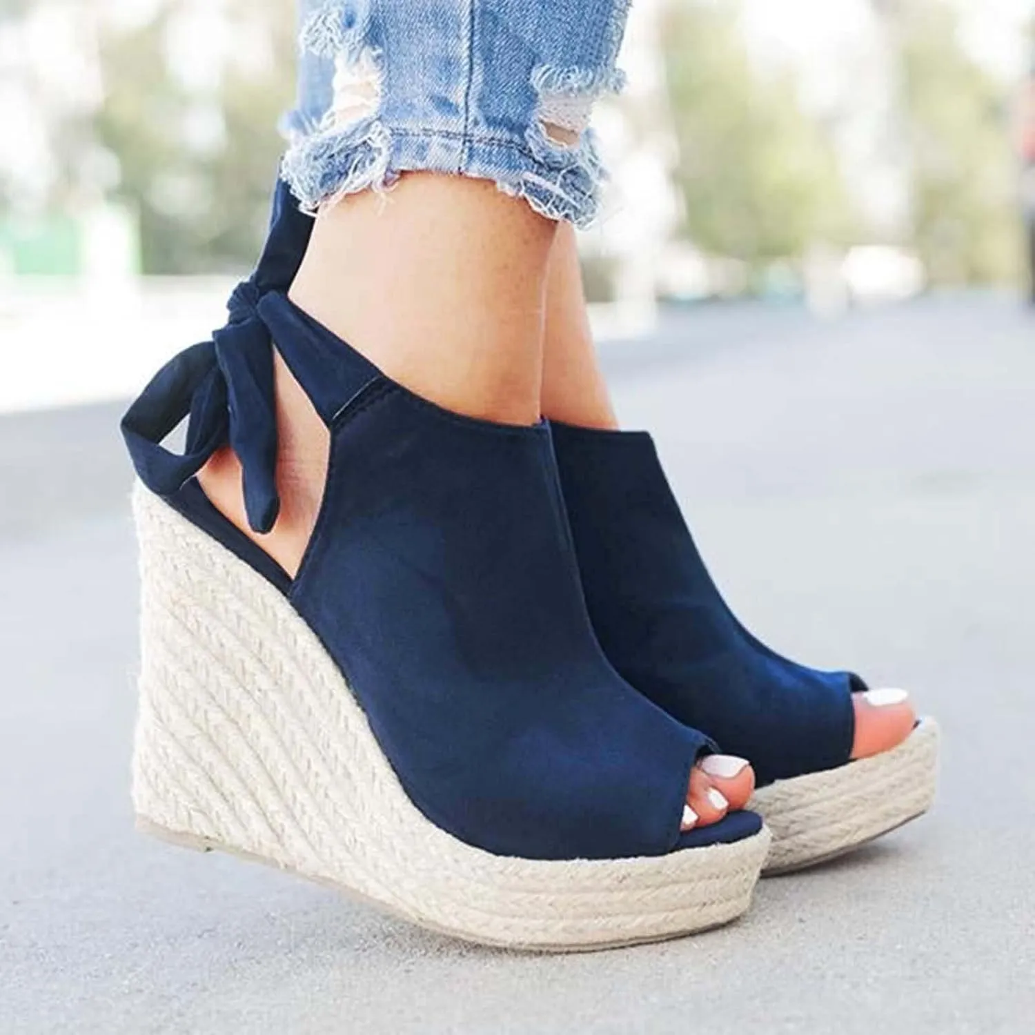 Dress Sandals for Women, Sandals for Women Suede Peep Toe Ankle Booties Cut Out Stacked Heel Ankle Boots