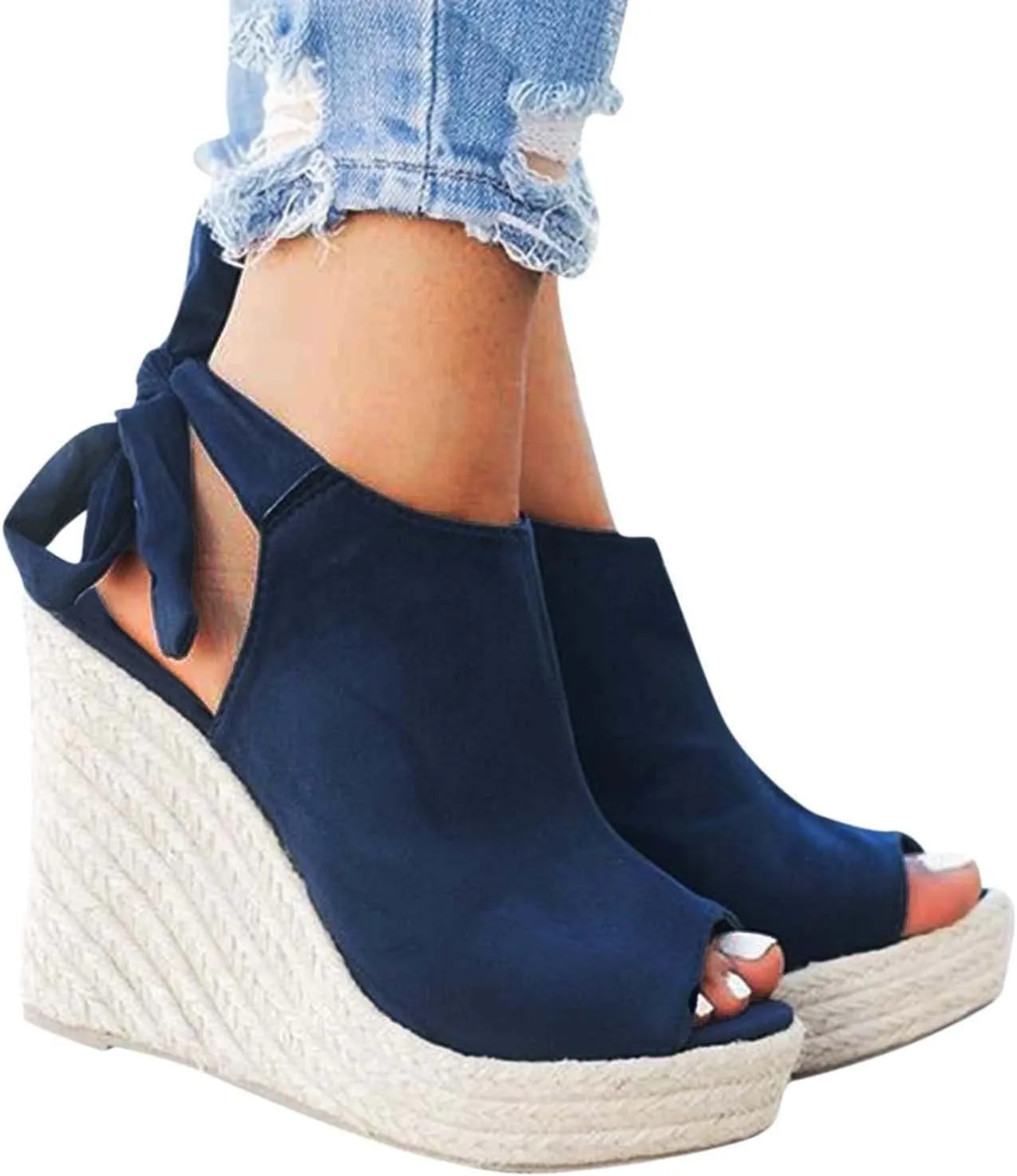 Dress Sandals for Women, Sandals for Women Suede Peep Toe Ankle Booties Cut Out Stacked Heel Ankle Boots