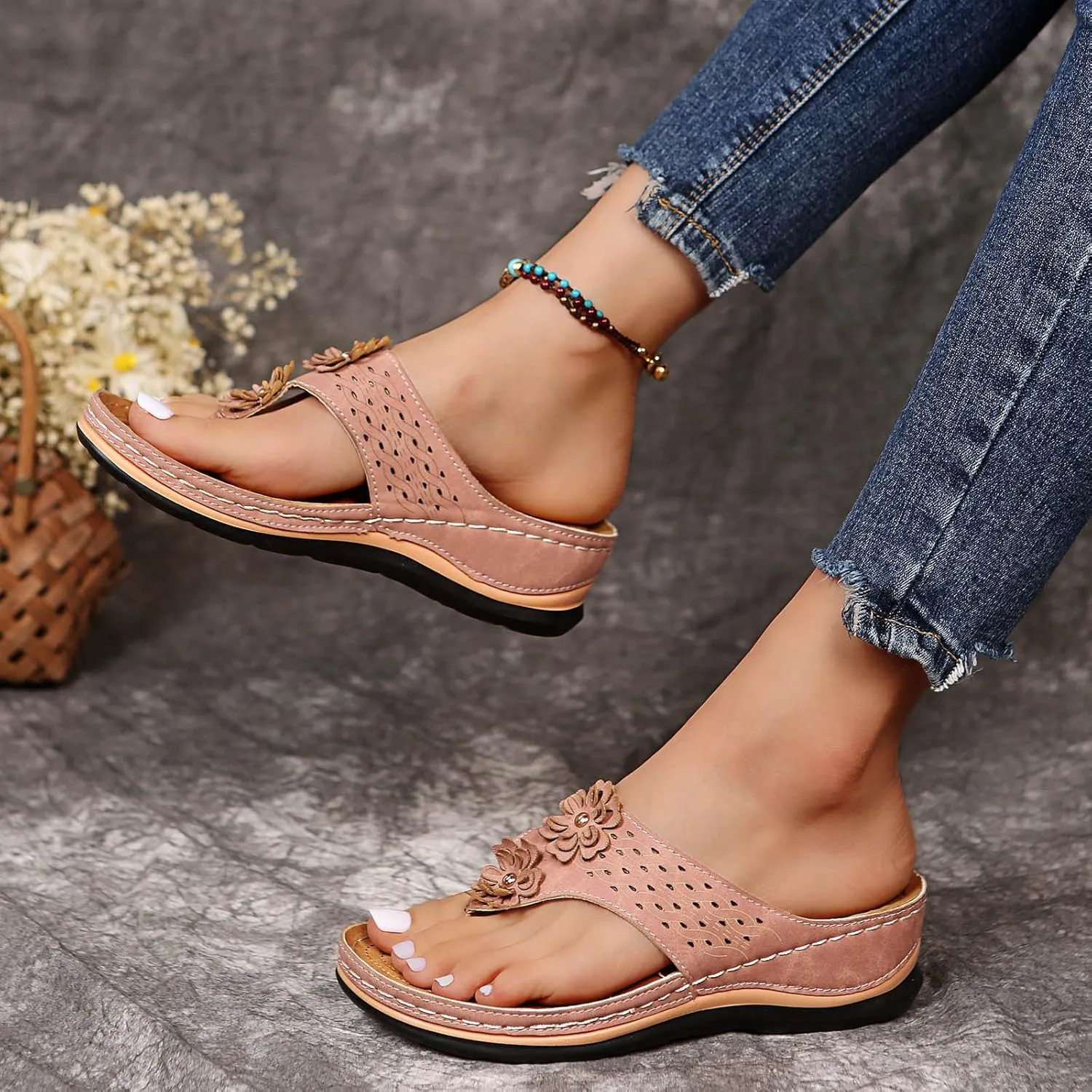 Eduavar Sandals for Women Dressy, Orthopedic Sandals for Women Walking Slippers Anti-Slip Sandal Slip On Flip Flops