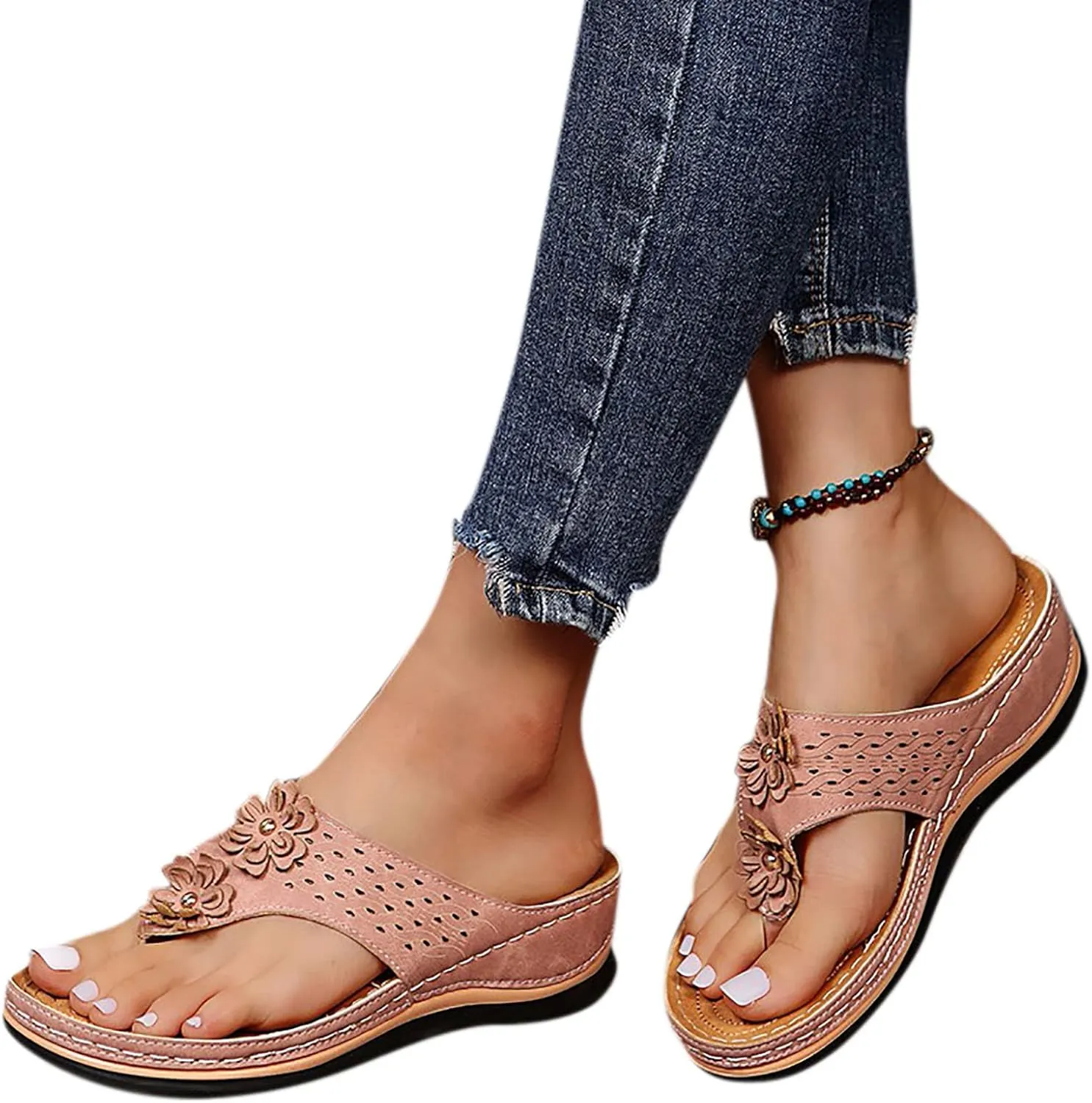 Eduavar Sandals for Women Dressy, Orthopedic Sandals for Women Walking Slippers Anti-Slip Sandal Slip On Flip Flops