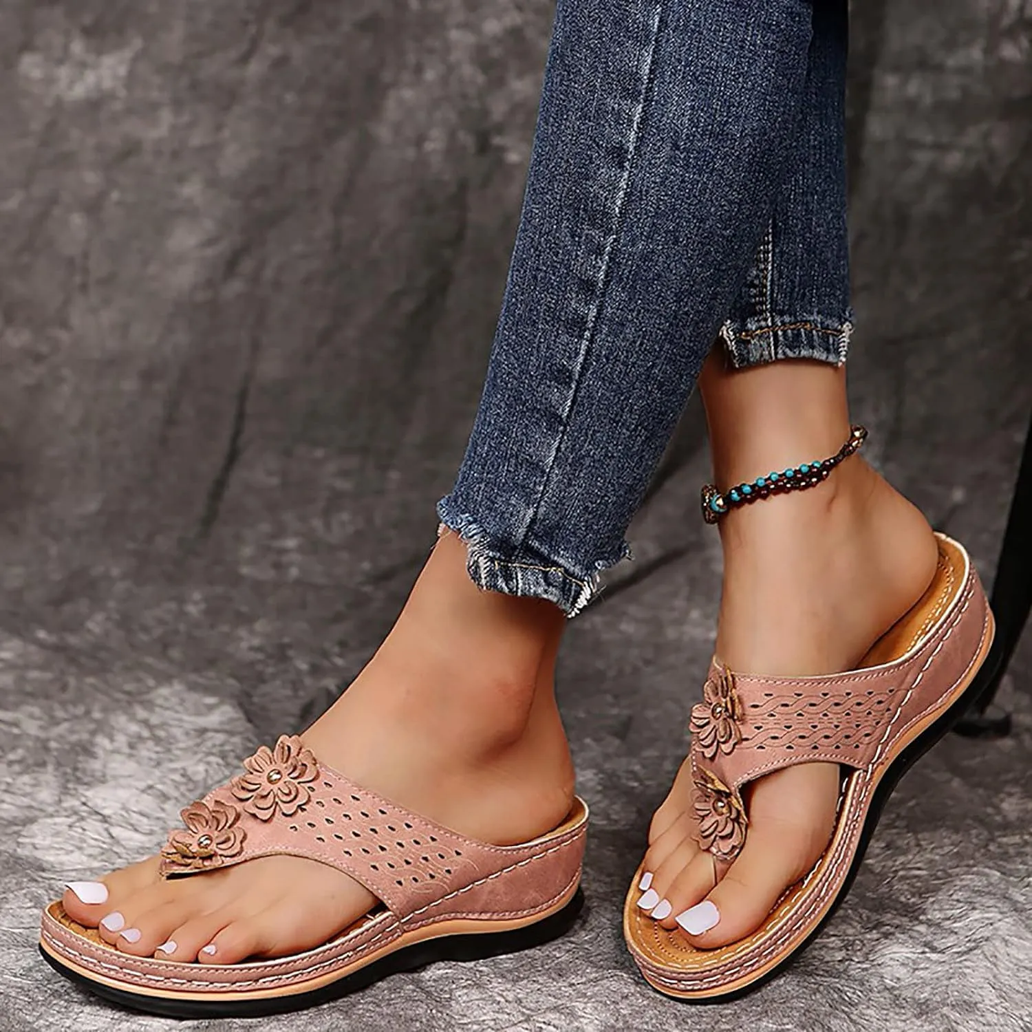 Eduavar Sandals for Women Dressy, Orthopedic Sandals for Women Walking Slippers Anti-Slip Sandal Slip On Flip Flops