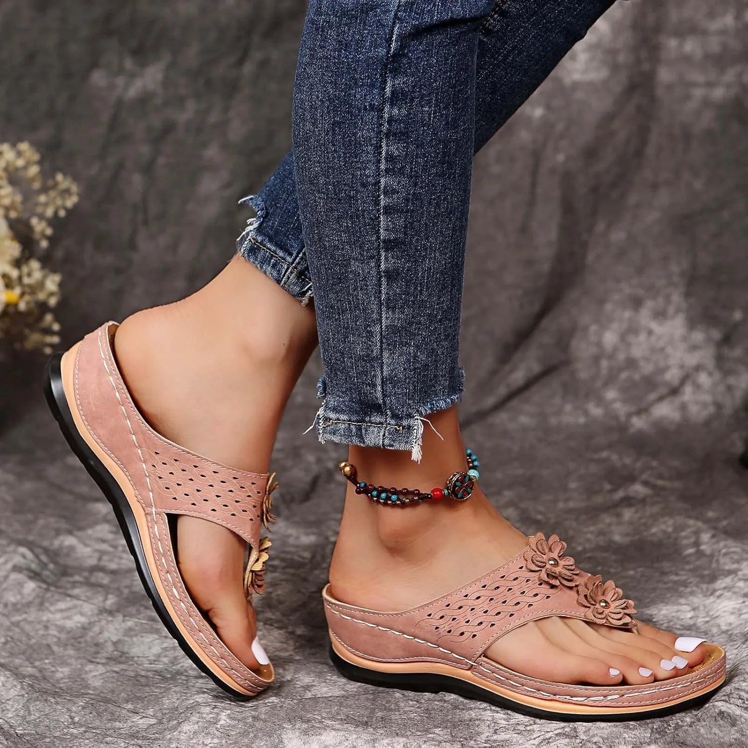 Eduavar Sandals for Women Dressy, Orthopedic Sandals for Women Walking Slippers Anti-Slip Sandal Slip On Flip Flops