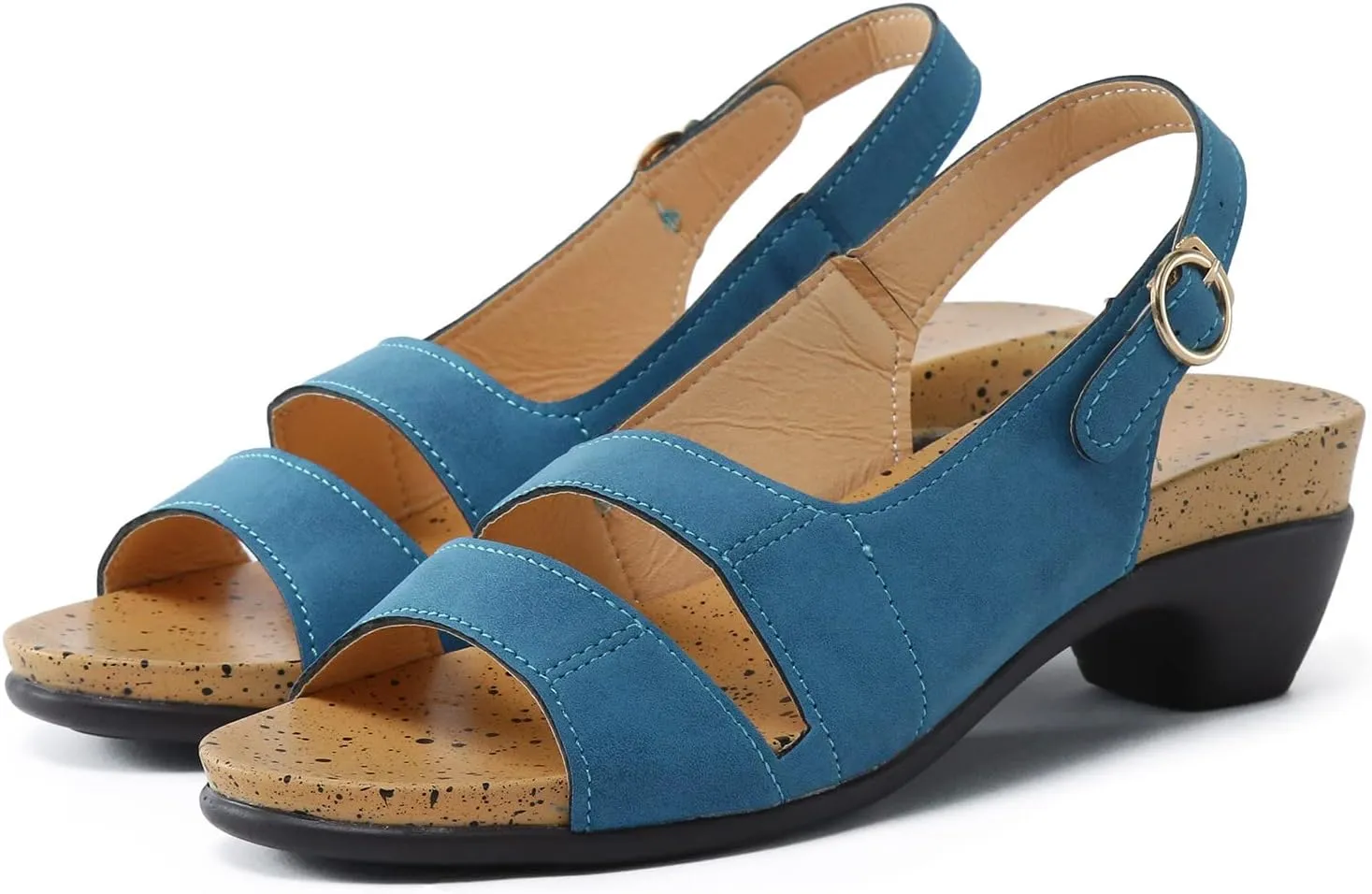 Eduavar Sandals Women, Sandals Women Orthopedic Sandals Dressy Open Toe Low Heel Sandals with Ankle Strap
