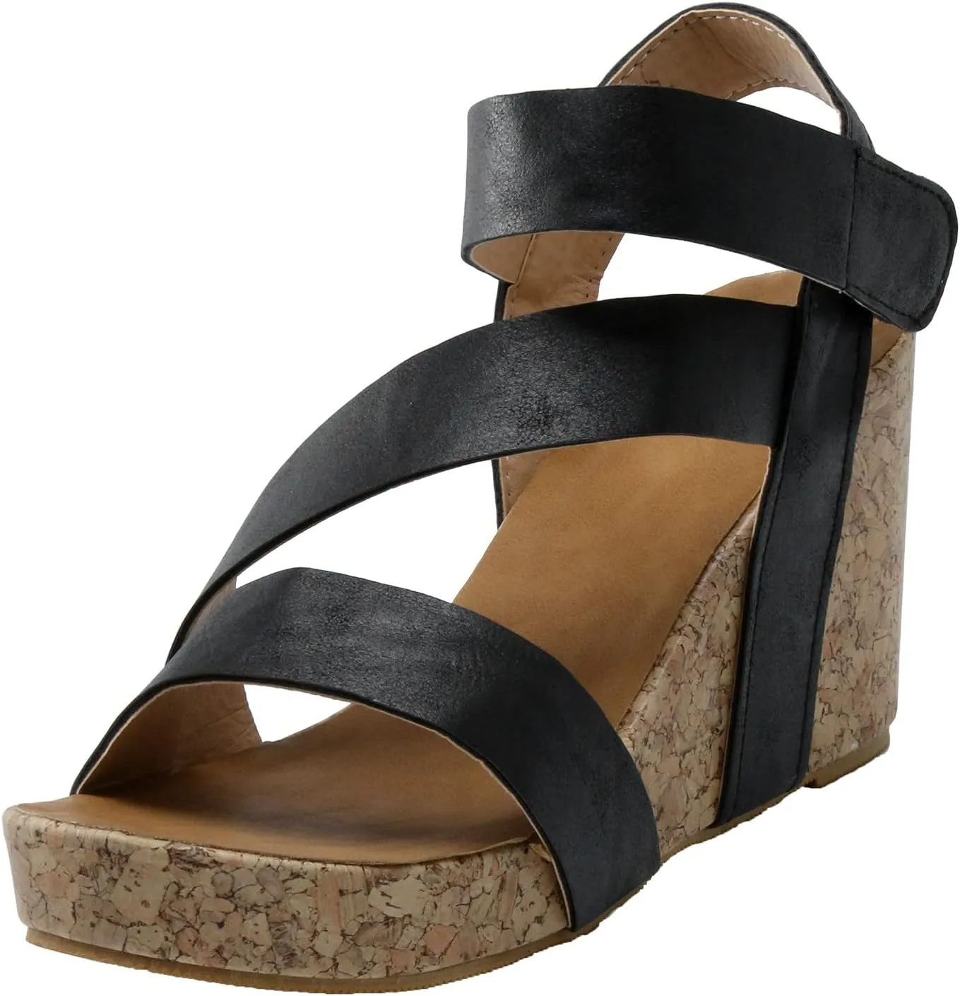 Eduavar Summer Sandals for Women, Orthopedic Sandals for Women Leather Wedge Platform Sandals Open Toe Sandals Shoes