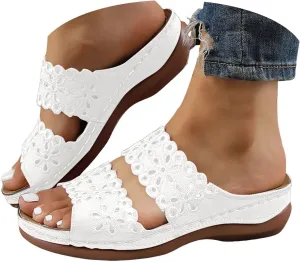 Eduavar Womens Sandals Casual Open Toe Soft Orthopedic Platform Slippers Slip On Wedge Dressy Summer Shoes with Arch Support