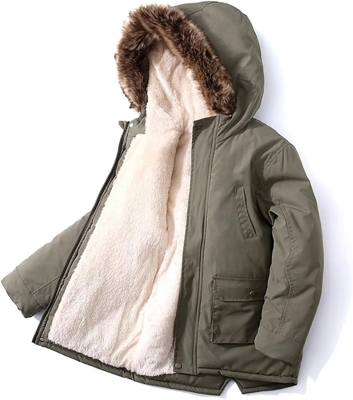 EISHOW Baby Boys' Winter Jackets Down Coats Toddler Faux Fur Hooded Overcoat Dress Warm Cotton Lined Thick Trench Outerwear