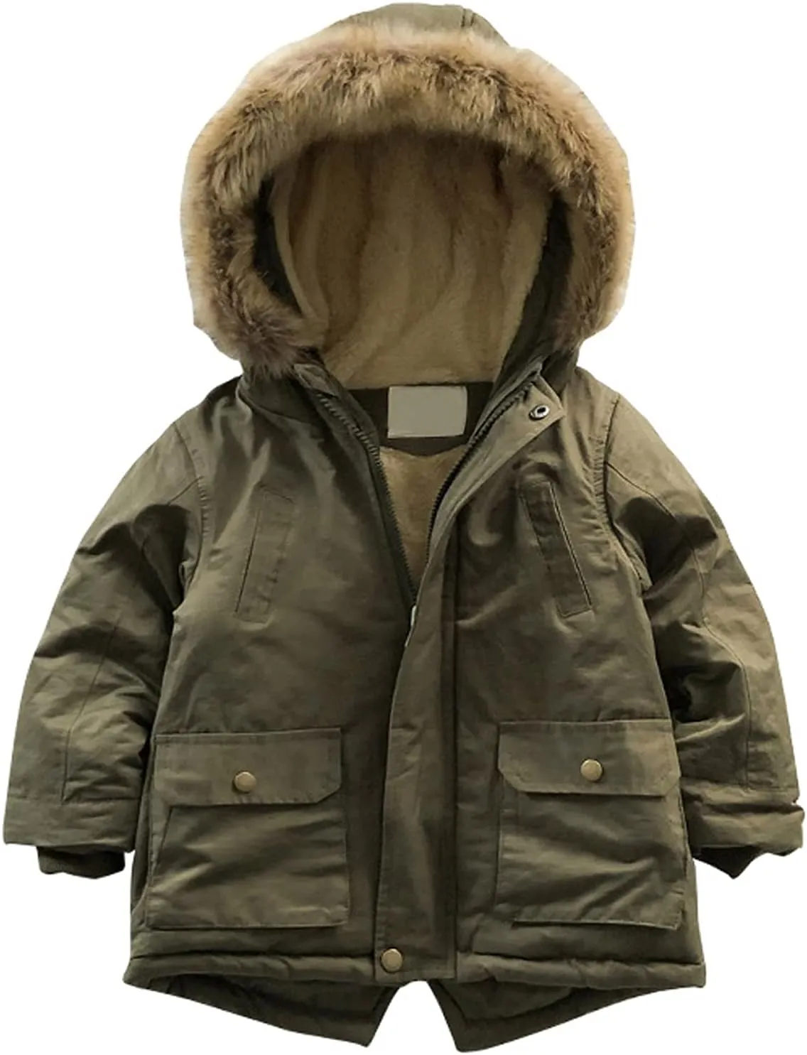 EISHOW Baby Boys' Winter Jackets Down Coats Toddler Faux Fur Hooded Overcoat Dress Warm Cotton Lined Thick Trench Outerwear