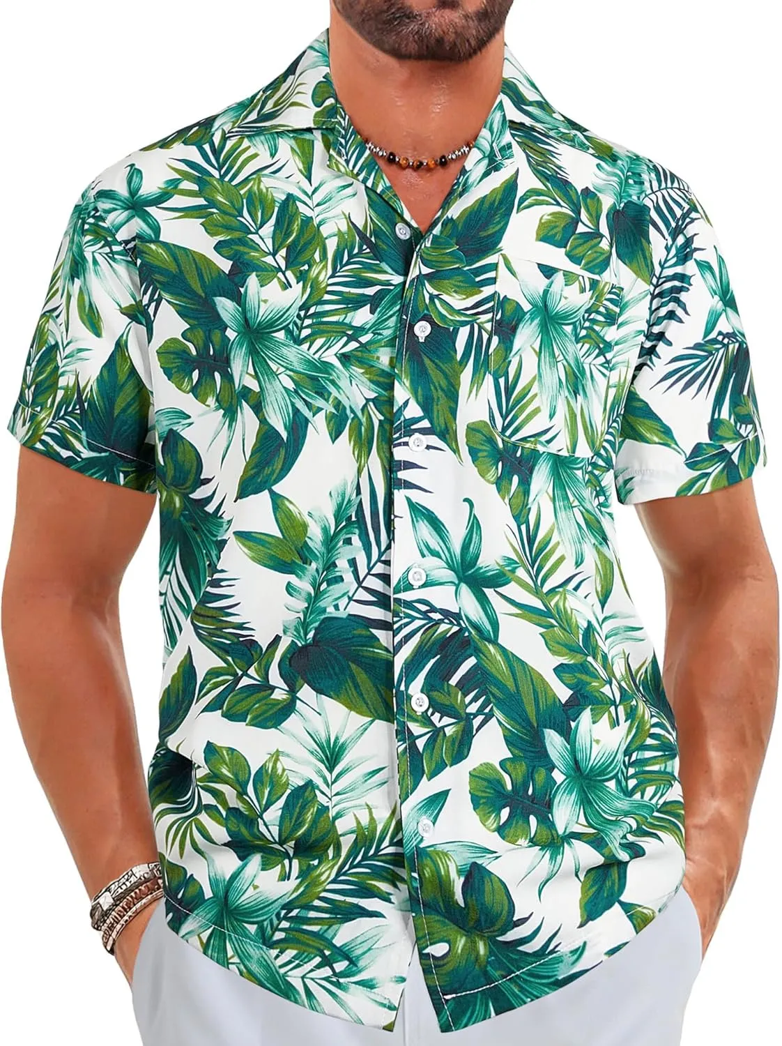 ELETOP Men's Hawaiian Shirts Short Sleeve Floral Beach Shirts Button Down Tropical Aloha Vacation Shirts