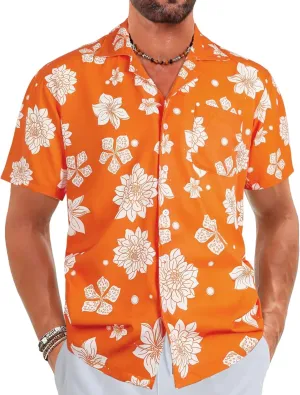 ELETOP Men's Hawaiian Shirts Short Sleeve Floral Beach Shirts Button Down Tropical Aloha Vacation Shirts