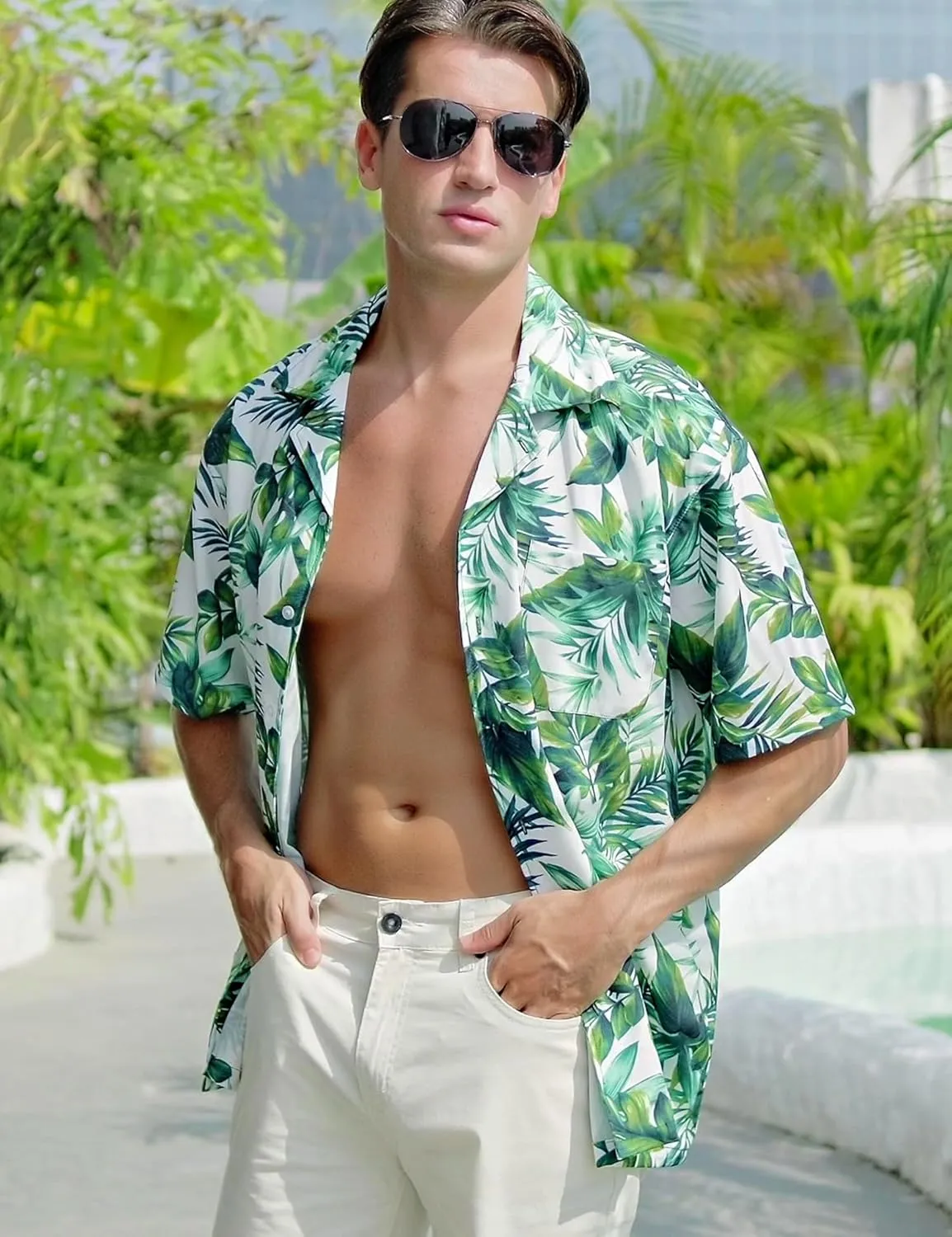 ELETOP Men's Hawaiian Shirts Short Sleeve Floral Beach Shirts Button Down Tropical Aloha Vacation Shirts