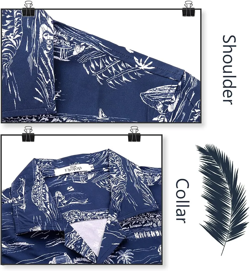 ELETOP Men's Hawaiian Shirts Short Sleeve Floral Beach Shirts Button Down Tropical Aloha Vacation Shirts