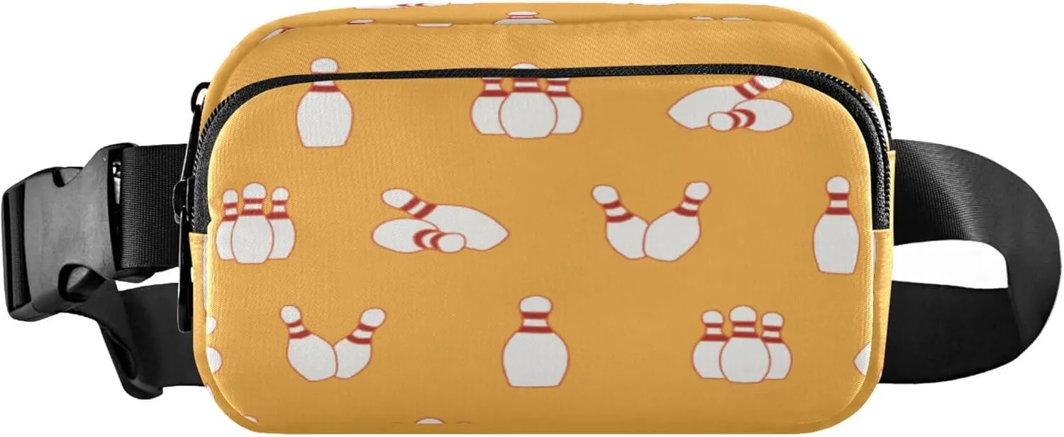 Exnundod Fanny Packs Cartoon Bowling Pin Pattern Running Waist Pack Women Crossbody Bags Waterproof Men Fanny Pack