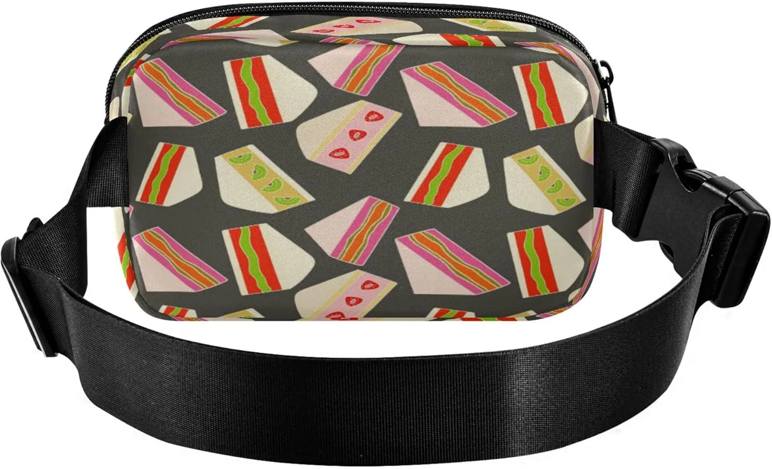 Exnundod Fanny Packs Cartoon Strawberry Sandwich Running Waist Pack Women Crossbody Bags Waterproof Men Fanny Pack