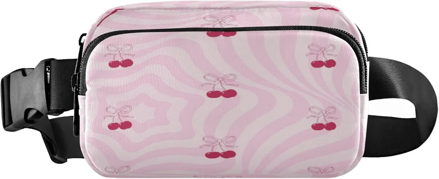 Exnundod Fanny Packs Trendy Cherry Gift Bow Running Waist Pack Women Crossbody Bags Waterproof Men Fanny Pack for Boys Girls