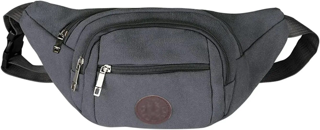 Fanny Pack Waist Packs Men Banana Bum Bag Fashion Canvas Fanny Pack Hot Casual Belt Bag Women Sports Hip Bags Phone Pounch Travel (Gray)