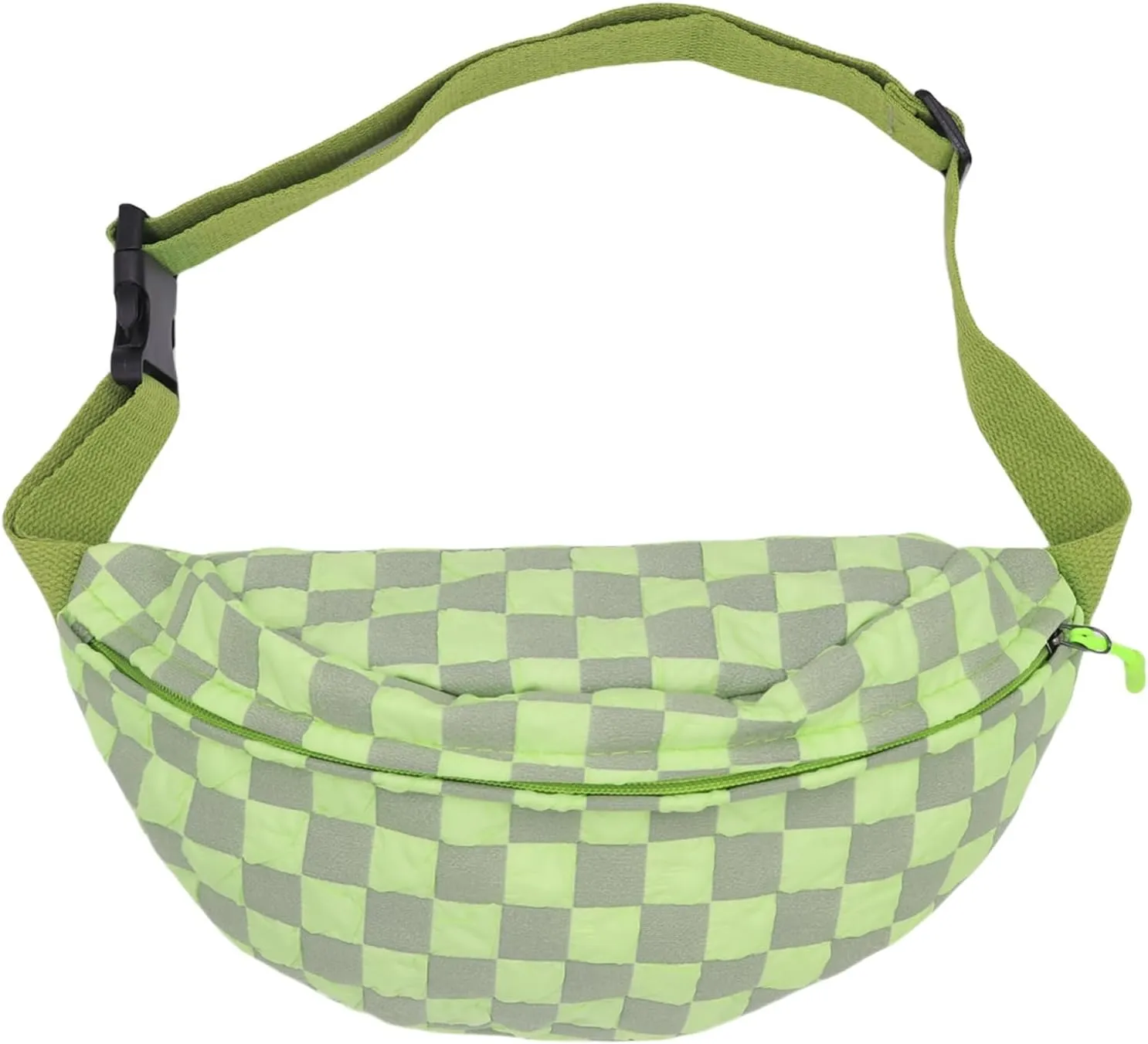 Fashion Checkered Waist Pack for Men Women Canvas Crossbody Bag Sports Running Fanny Pack with Adjustable Belt
