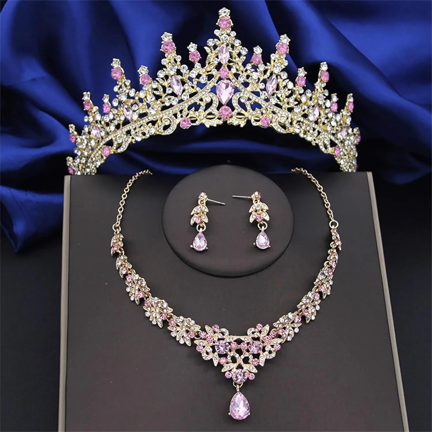 Fjnbbiot Crystal Bridal Jewelry Sets Women Tiaras Earrings Choker Necklace Wedding Dress Bride Crown Jewelry Set