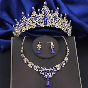 Fjnbbiot Crystal Bridal Jewelry Sets Women Tiaras Earrings Choker Necklace Wedding Dress Bride Crown Jewelry Set