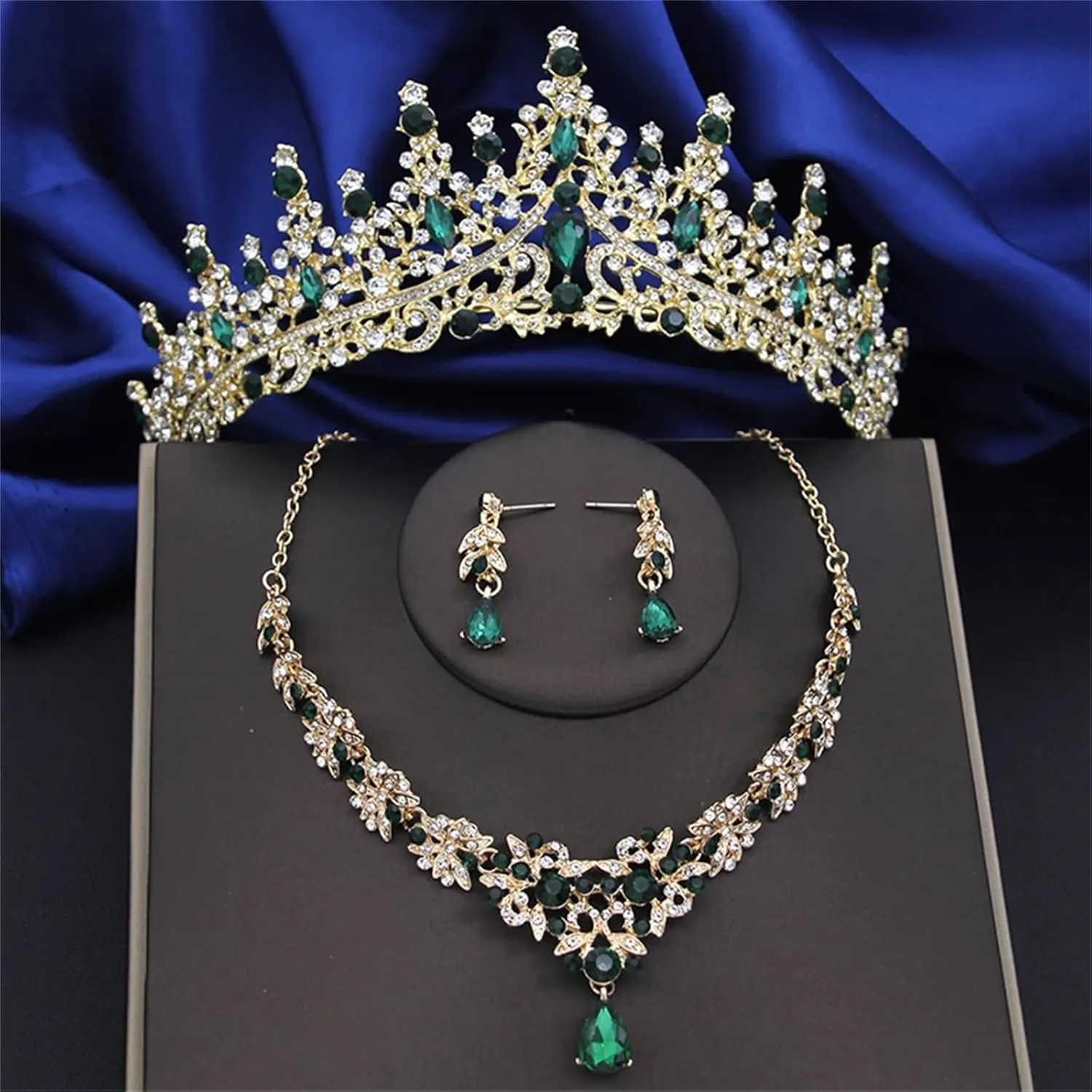 Fjnbbiot Crystal Bridal Jewelry Sets Women Tiaras Earrings Choker Necklace Wedding Dress Bride Crown Jewelry Set