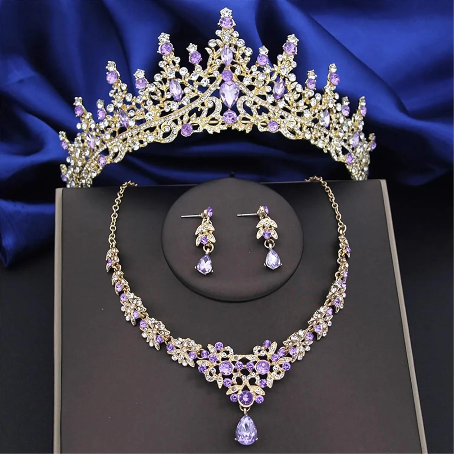 Fjnbbiot Crystal Bridal Jewelry Sets Women Tiaras Earrings Choker Necklace Wedding Dress Bride Crown Jewelry Set