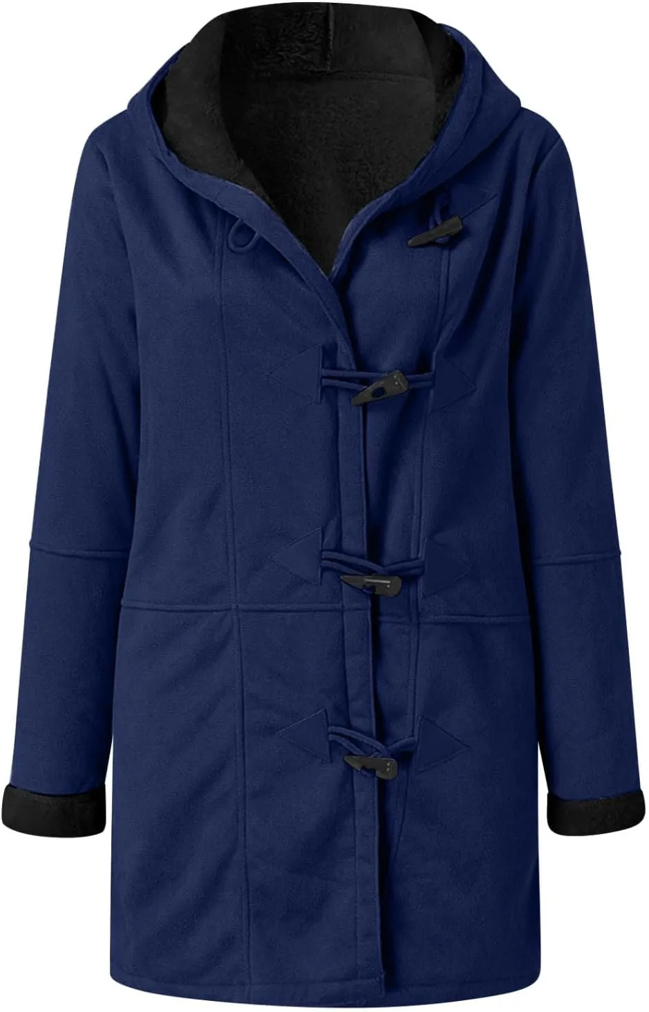 Fleece Lined Jackets For Women Soft Fuzzy Long Hoodie Jacket Casual Sherpa Lined Horn Button Coats Warm Winter Outfits