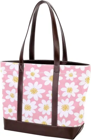 Flower-370 Tote Bags Durable Leather Canvas Purses and Handbags for Women Top Handle Shoulder Satchel Hobo Bags