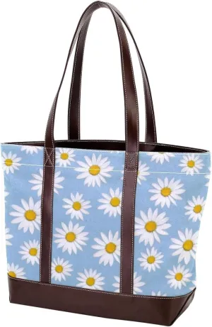 Flower-388 Tote Bags Durable Leather Canvas Purses and Handbags for Women Top Handle Shoulder Satchel Hobo Bags