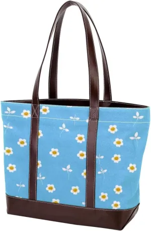 Flower-397 Tote Bags Durable Leather Canvas Purses and Handbags for Women Top Handle Shoulder Satchel Hobo Bags