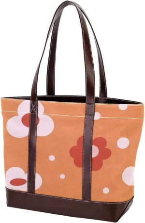 Flower-412 Tote Bags Durable Leather Canvas Purses and Handbags for Women Top Handle Shoulder Satchel Hobo Bags