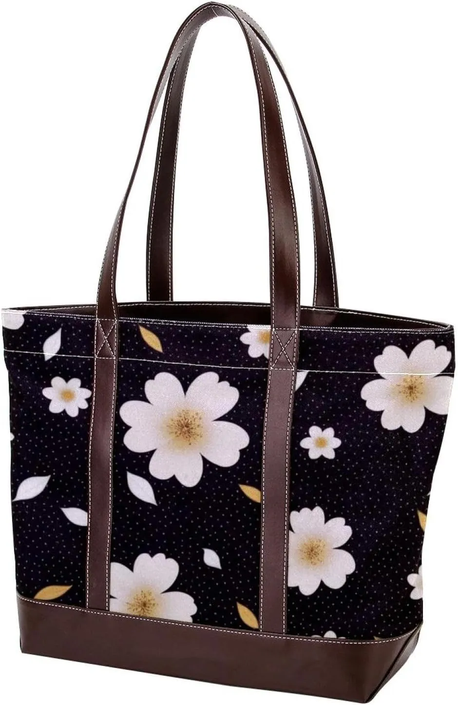 Flower-415 Tote Bags Durable Leather Canvas Purses and Handbags for Women Top Handle Shoulder Satchel Hobo Bags