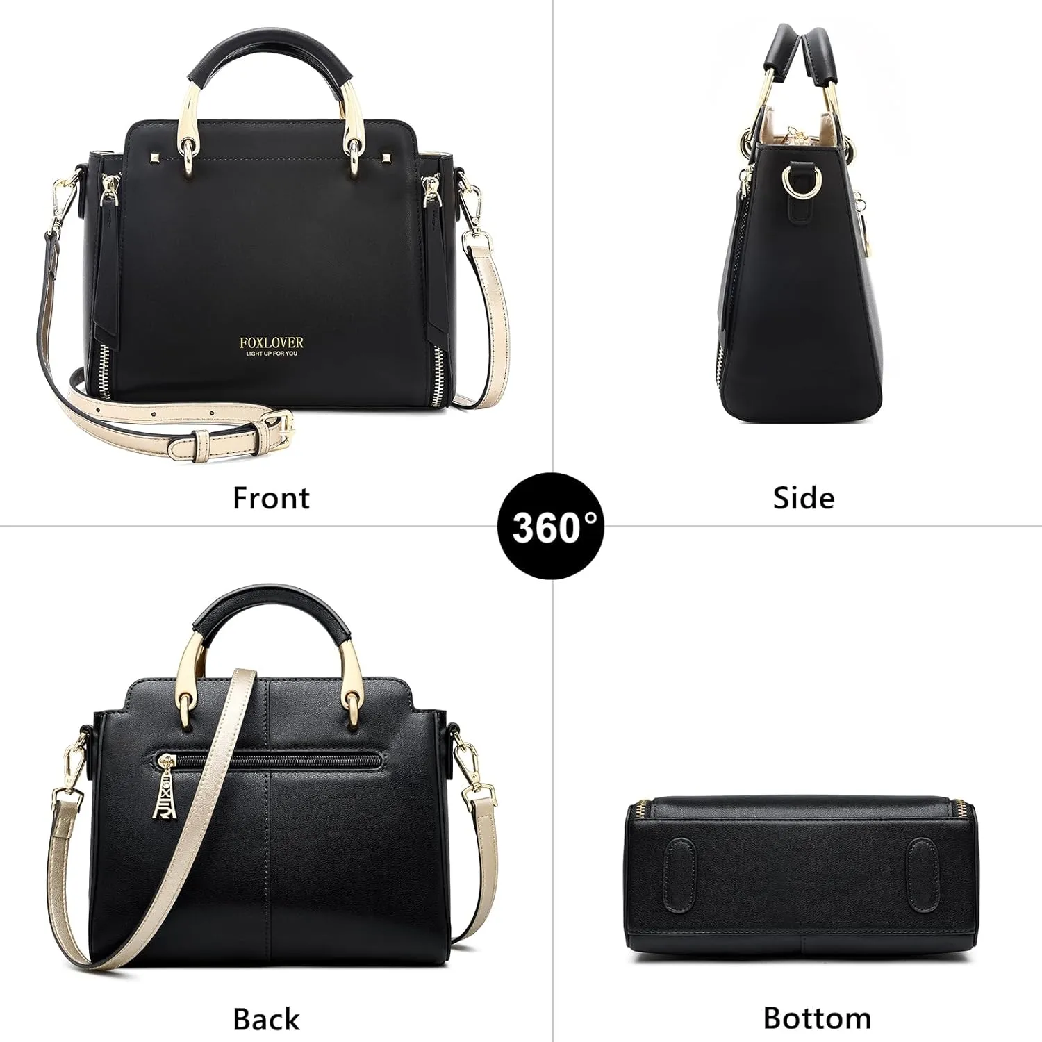 FOXLOVER Crossbody Bags for Women Satchel Handbags Medium Size Women's Top-Handle Shoulder Handbag with Zipper Pocket