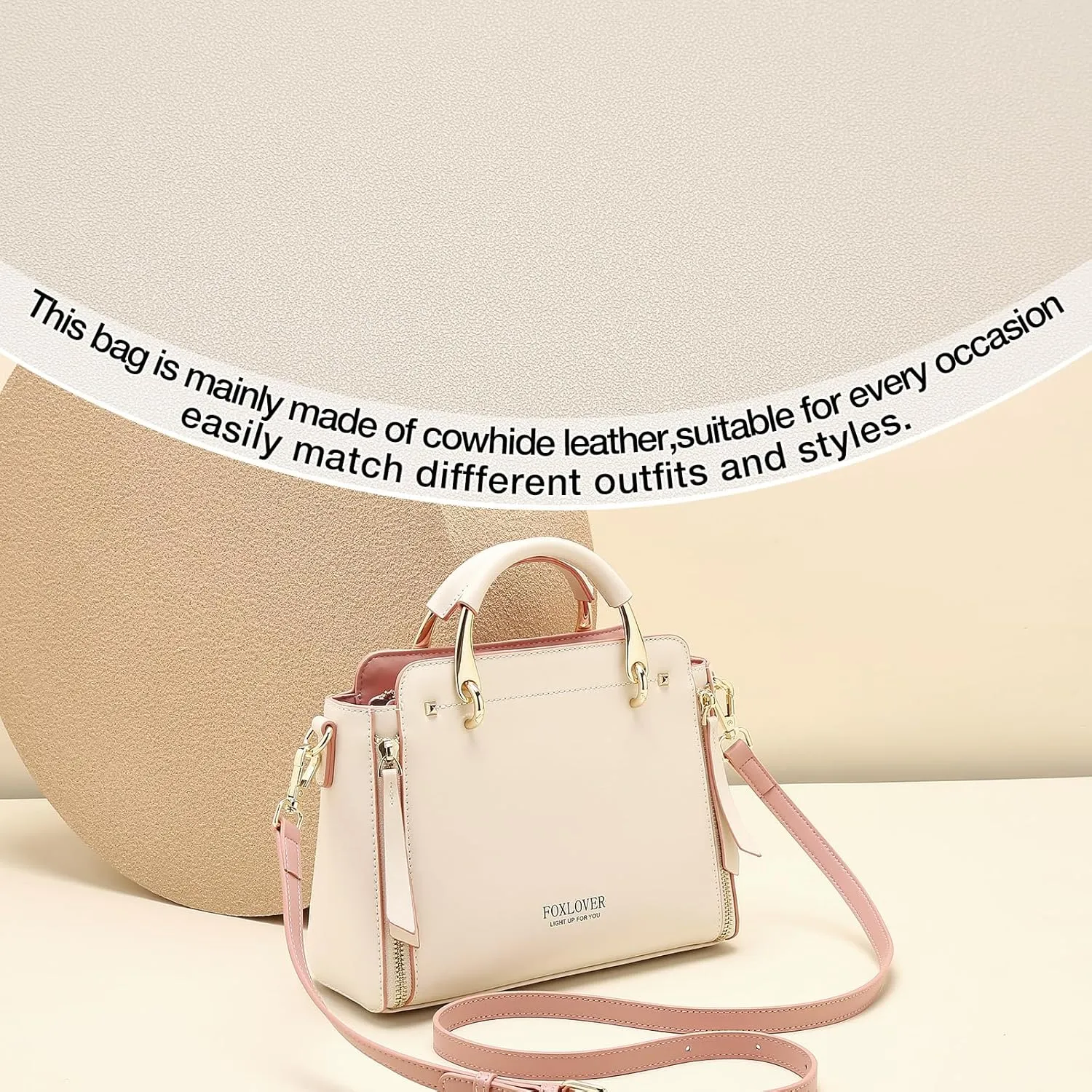 FOXLOVER Crossbody Bags for Women Satchel Handbags Medium Size Women's Top-Handle Shoulder Handbag with Zipper Pocket