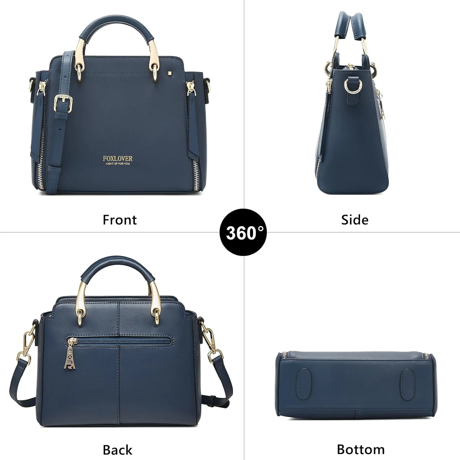 FOXLOVER Crossbody Bags for Women Satchel Handbags Medium Size Women's Top-Handle Shoulder Handbag with Zipper Pocket