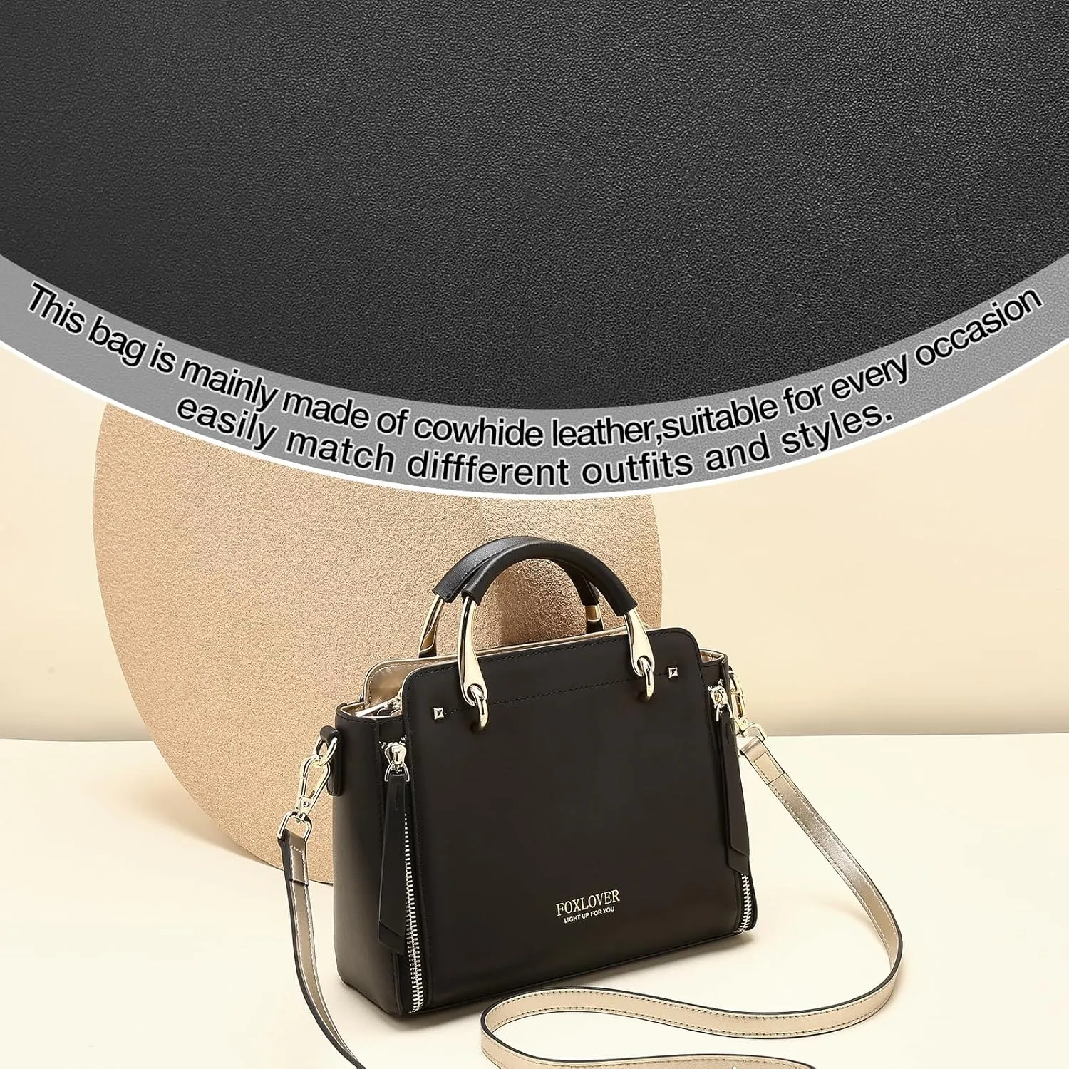 FOXLOVER Crossbody Bags for Women Satchel Handbags Medium Size Women's Top-Handle Shoulder Handbag with Zipper Pocket