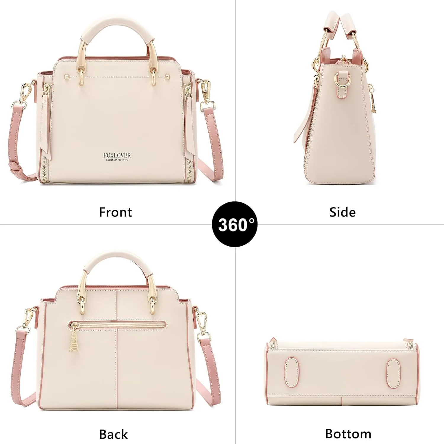 FOXLOVER Crossbody Bags for Women Satchel Handbags Medium Size Women's Top-Handle Shoulder Handbag with Zipper Pocket